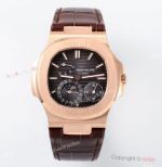 PPF V2 Super Clone Patek Philippe Nautilus Power Reserve Brown Dial Rose Gold